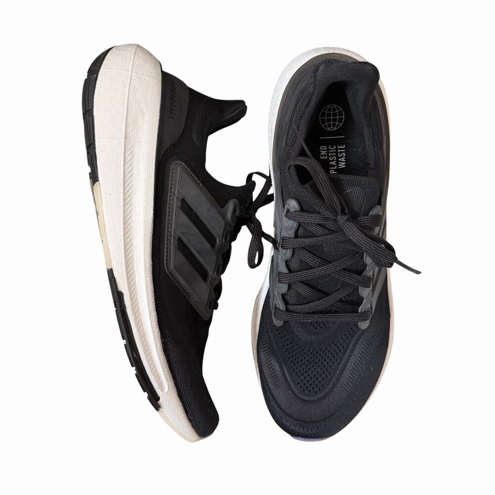 Adidas Womens 10 Ultraboost Light Sneakers Black White Running Shoes Lace Up Box - Picture 1 of 15
